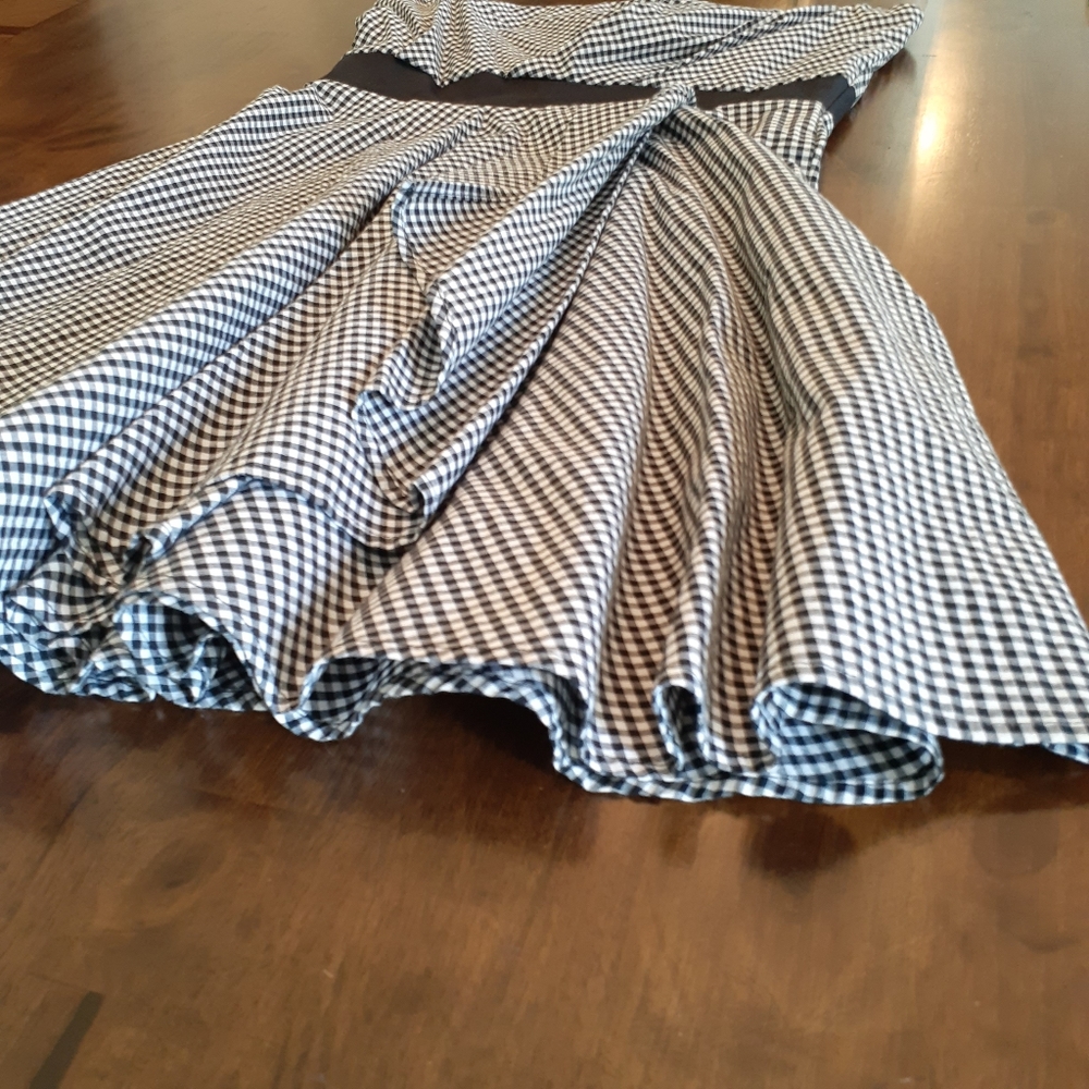 Black and White Gingham Strapless Dress - Picture 2 of 8
